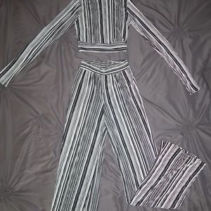 Two Piece Striped Pant Set